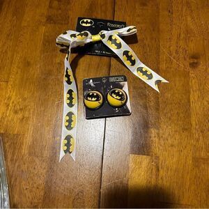 Vintage 90s Batman Logo Signal Clip On Earrings And Hair-bow DC Comics Rosecraft